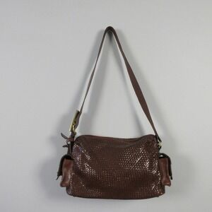 Vtg Marc & Marc by Sharif Brown Saddle Woven Geuine Leather Shoulder Bag 662